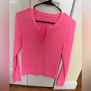 Pink Ribbed Women's Top